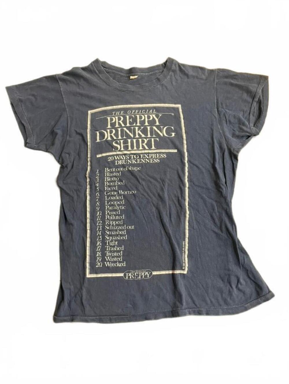 Vintage Preppy Drinking Shirt Double Sided Graphic Tee L